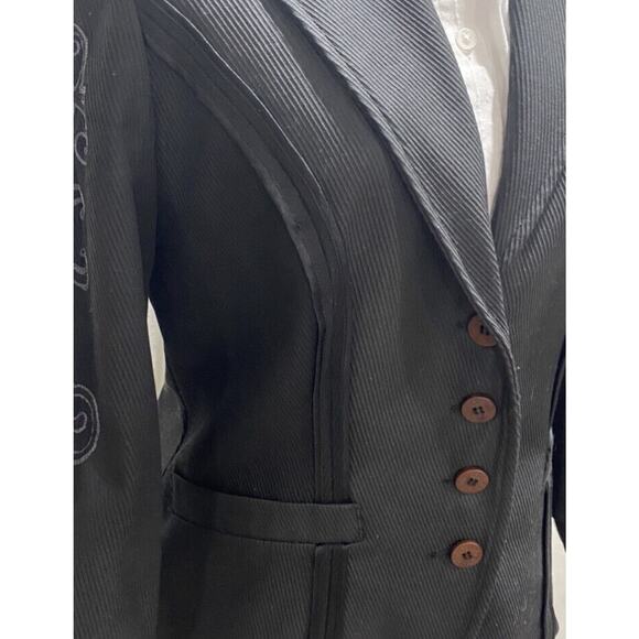 Nicole Miller, Sz Med Black Embroidered Heavy Western Office Blazer STYLE DK0026 - Picture 4 of 10